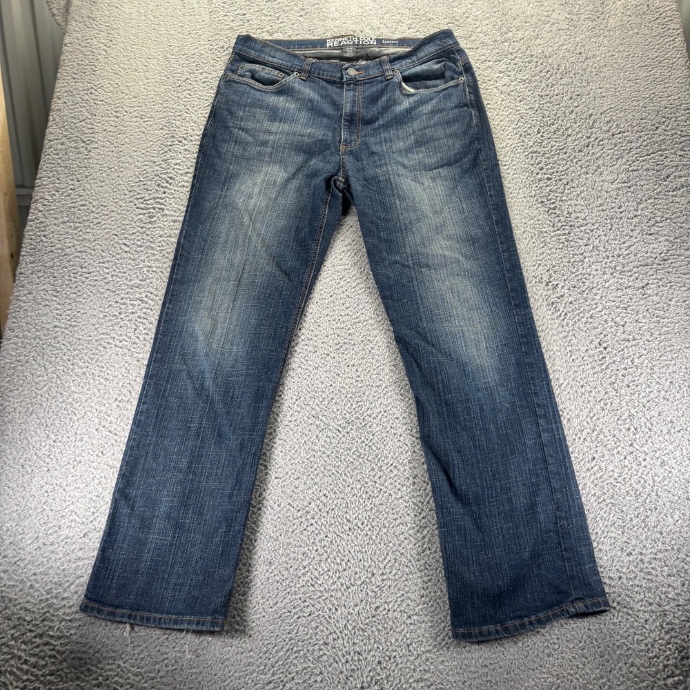 Kenneth Cole Reaction Jeans Mens 34x32 Blue Medium Wash Cotton Boot Cut Denim
